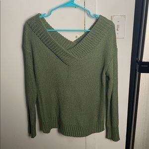 Off the Shoulder Green Sweater
